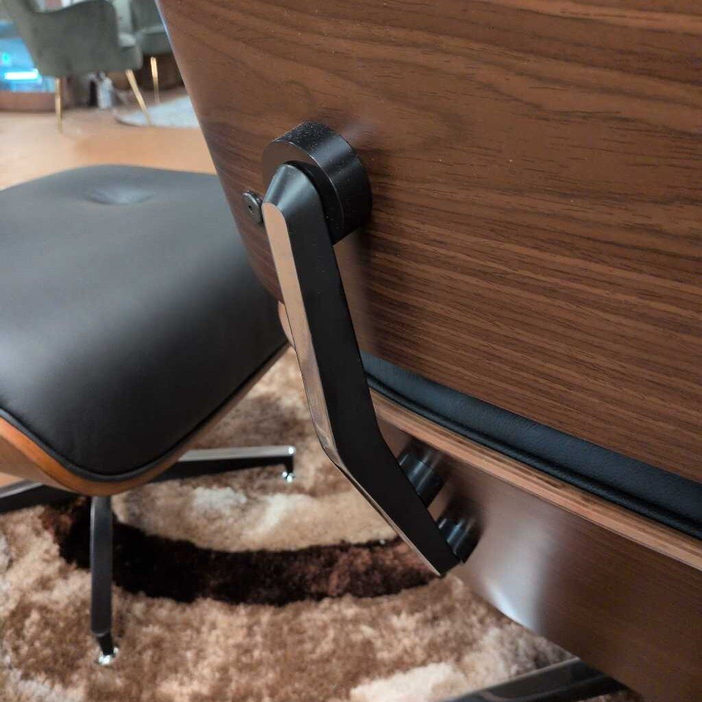 Black Leather Bentwood Lounge Chair & Ottoman