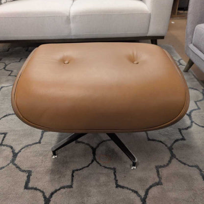 Tan Leather Bentwood Lounge Chair & Ottoman U ACCENT CHAIRS