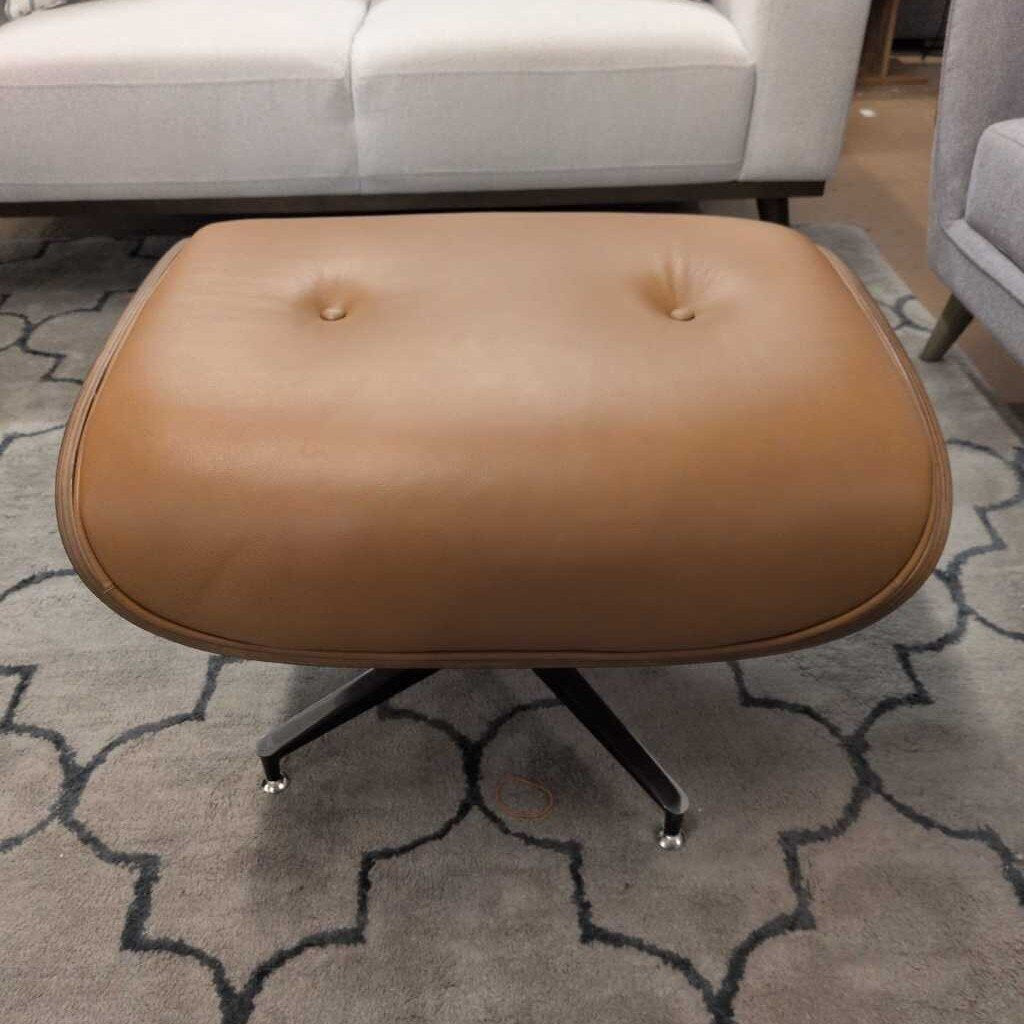 Eames Style Lounge Chair with Ottoman - Tan Leather
