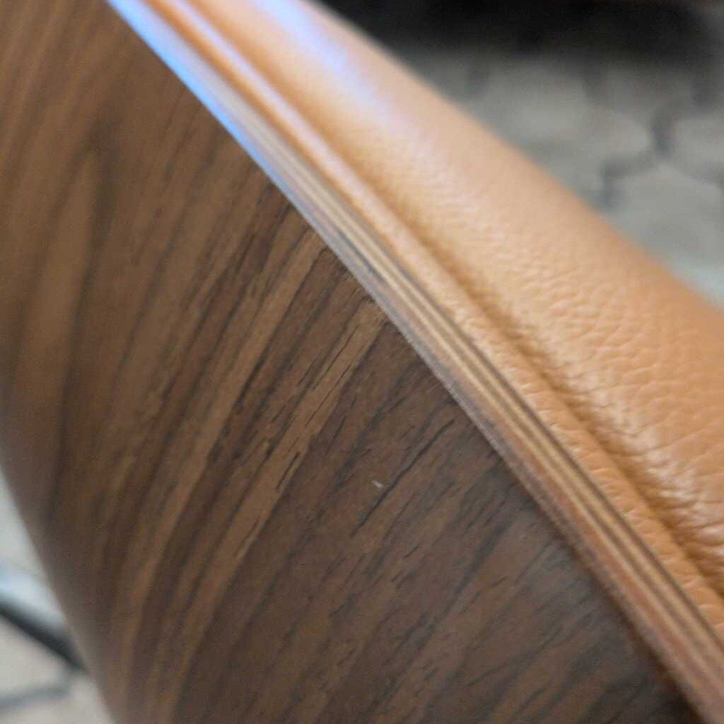 Eames Style Lounge Chair with Ottoman - Tan Leather