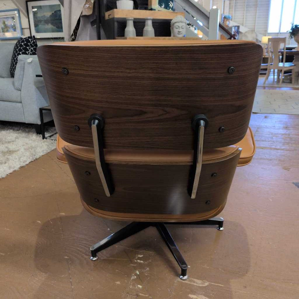 Orange Leather Bentwood Lounge Chair & Ottoman U ACCENT CHAIRS