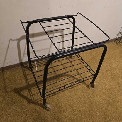 2 Tier Black Wire Rolling Cart