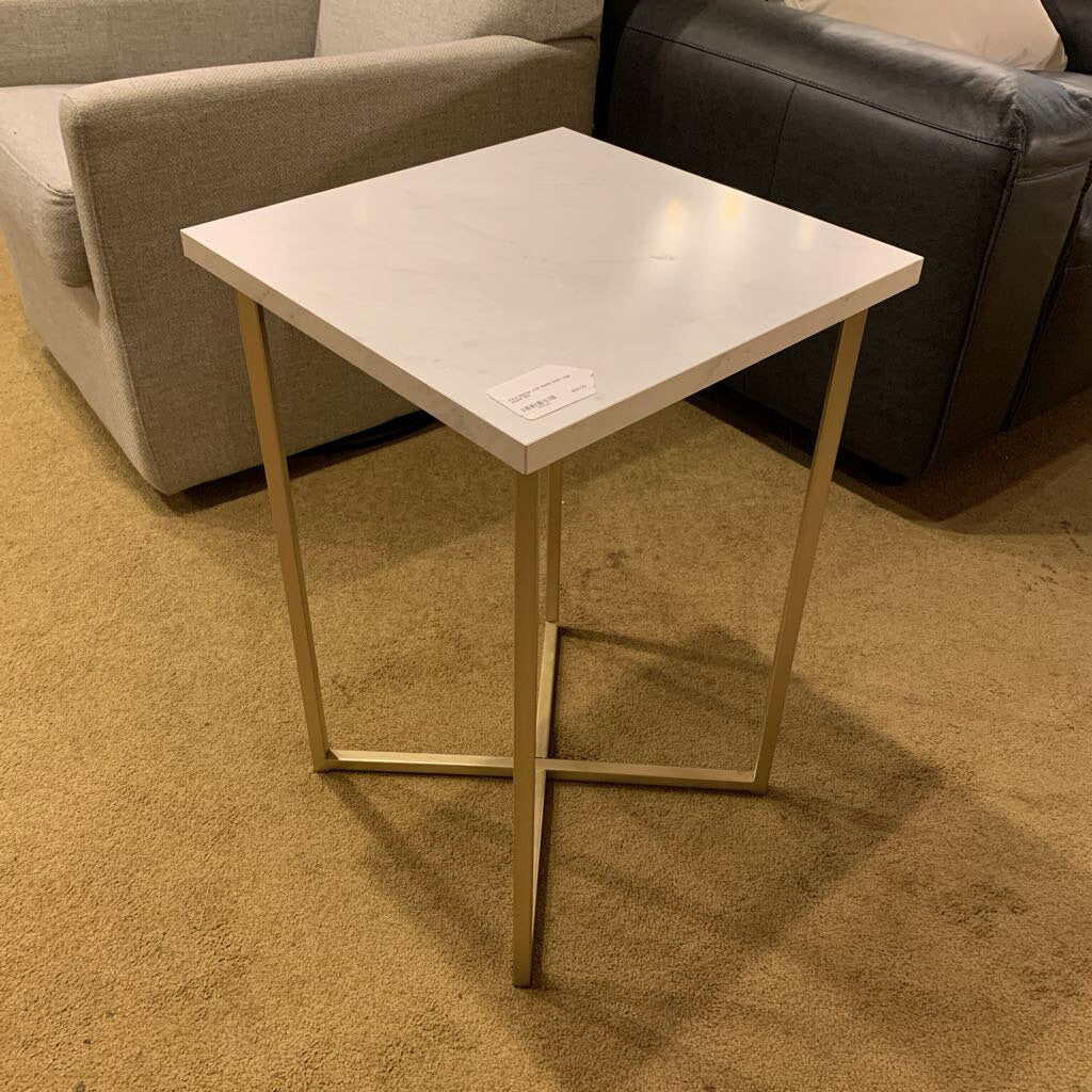 Faux Marble with Matte Gold Legs Stand