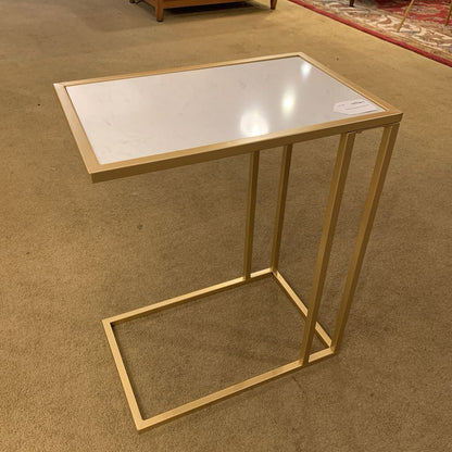 "C" Table with Matte Gold Base