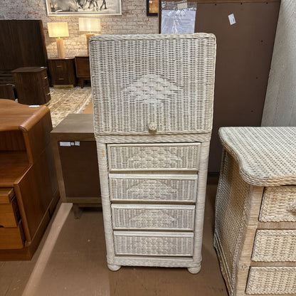 White Rattan Lingerie Chest