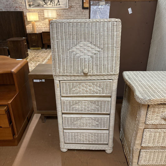 White Rattan Lingerie Chest