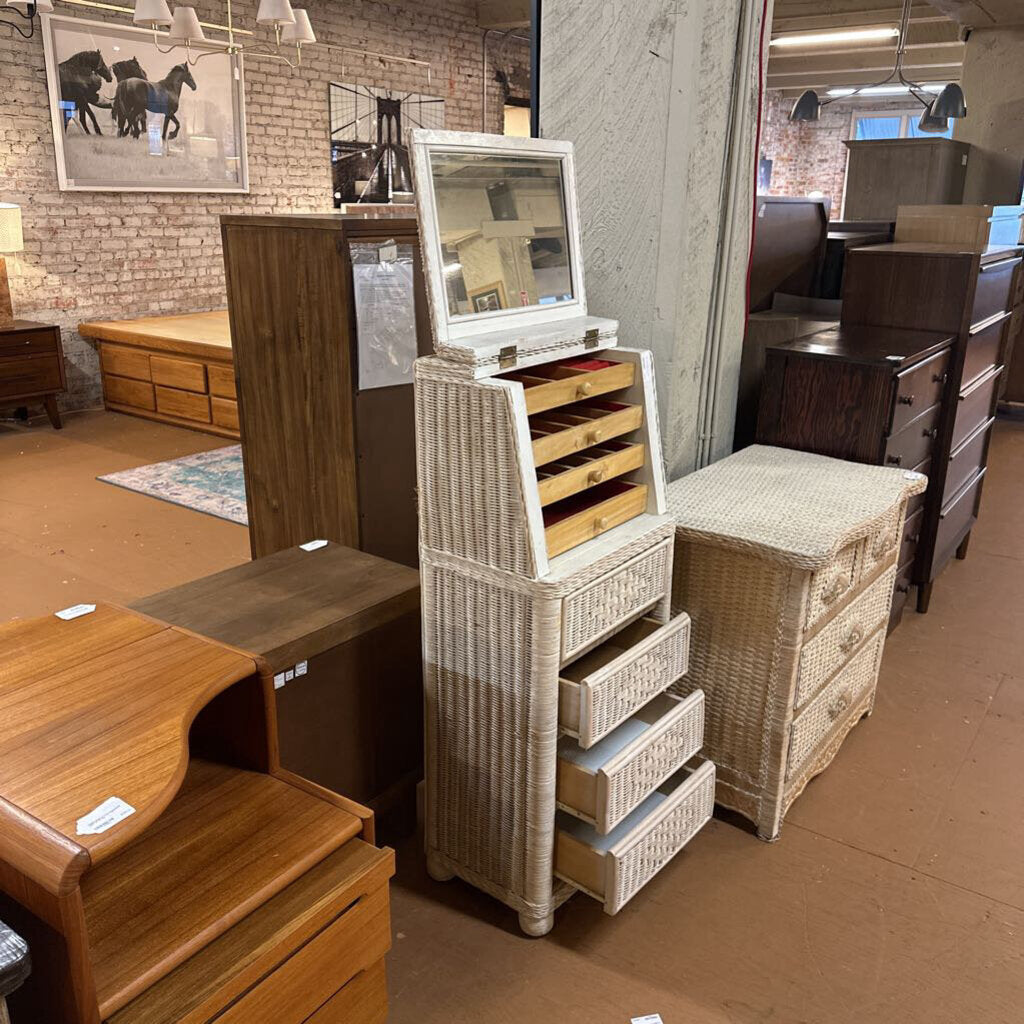 White Rattan Lingerie Chest