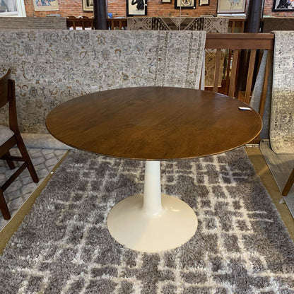 West Elm Wood Top White Base Pedestal Table