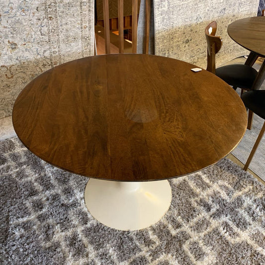 West Elm Wood Top White Base Pedestal Table