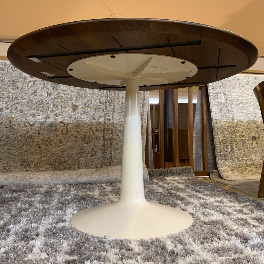 West Elm Wood Top White Base Pedestal Table