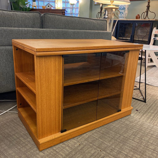 Danish Teak Rolling Rotating Top TV Stand