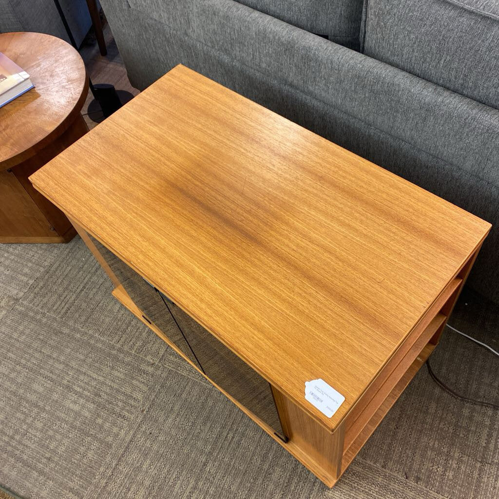 Danish Teak Rolling Rotating Top TV Stand