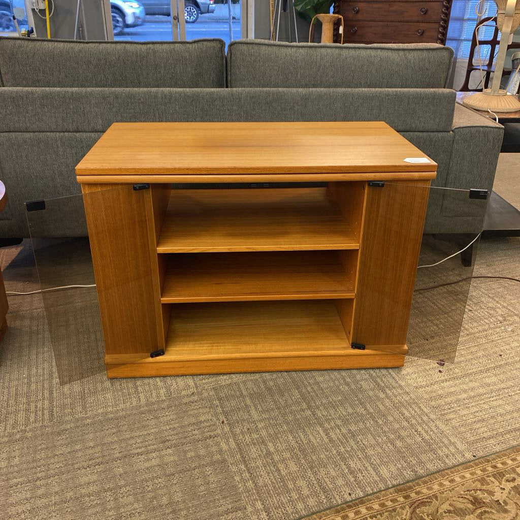Danish Teak Rolling Rotating Top TV Stand
