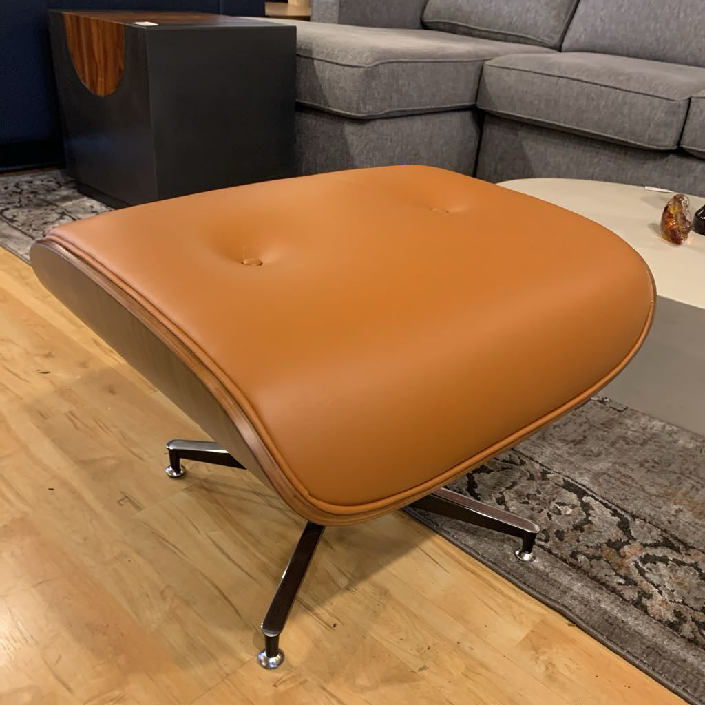 Orange Leather Bentwood Lounge Chair & Ottoman