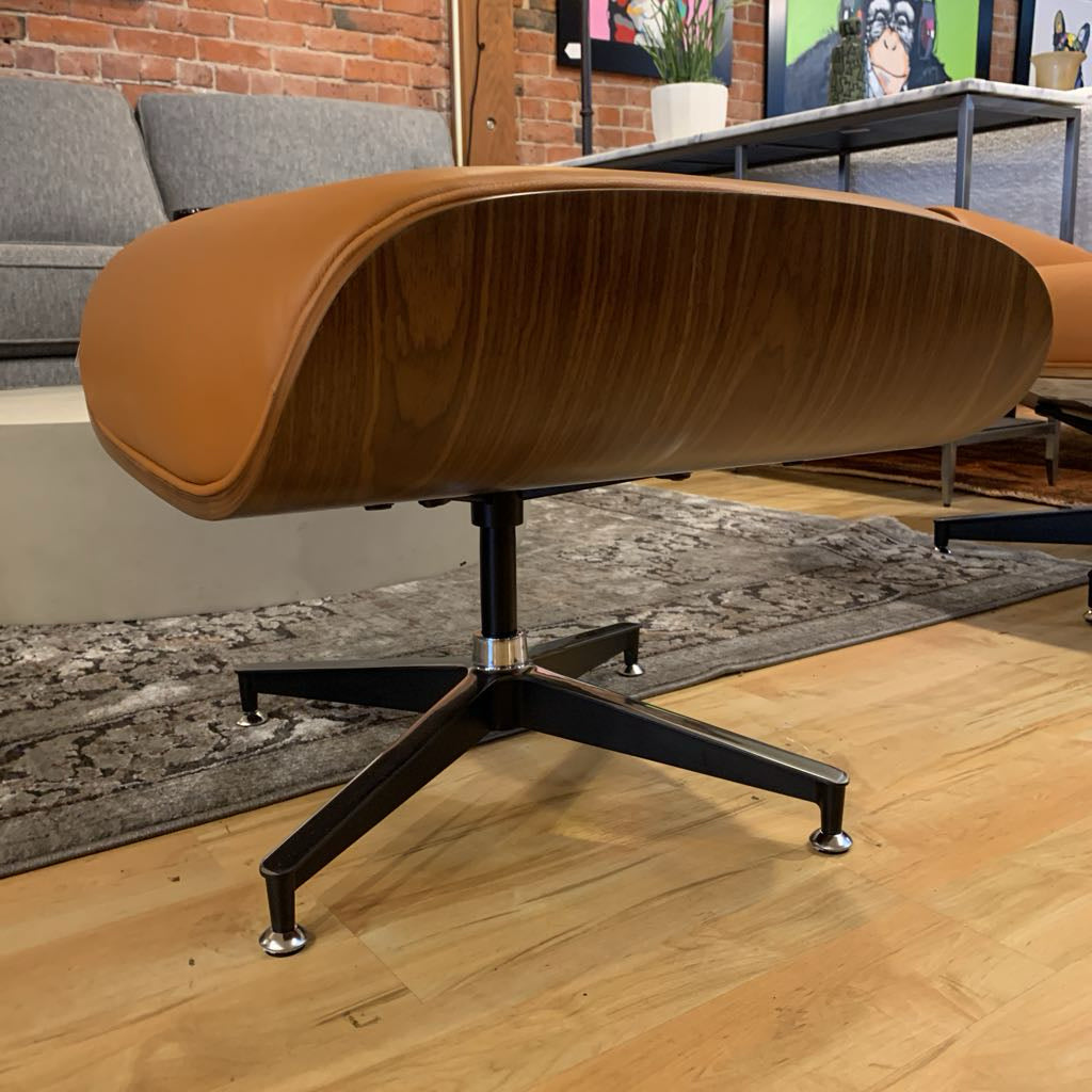 Orange Leather Bentwood Lounge Chair & Ottoman