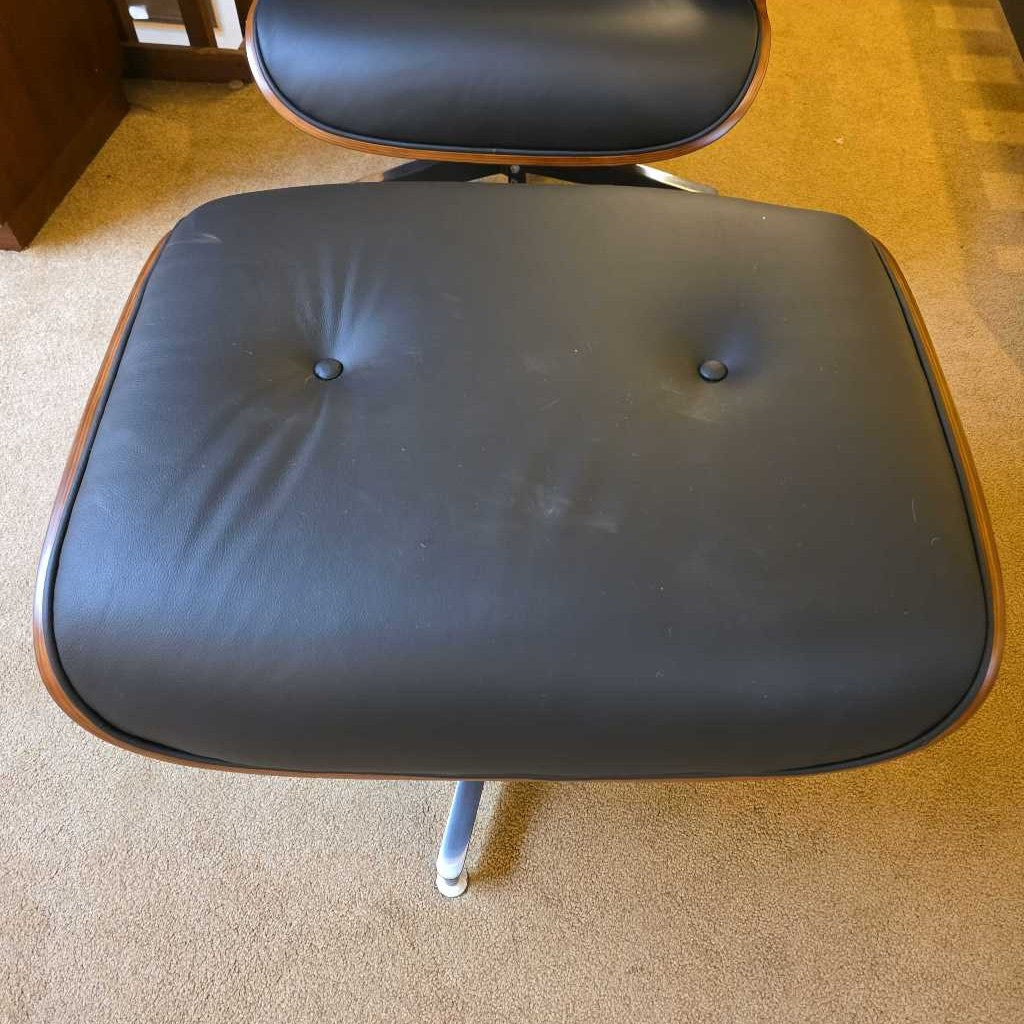 Black Leather Bentwood Lounge Chair & Ottoman U ACCENT CHAIRS