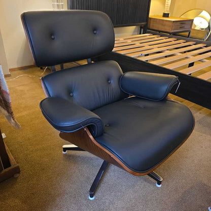 Black Leather Bentwood Lounge Chair & Ottoman U ACCENT CHAIRS