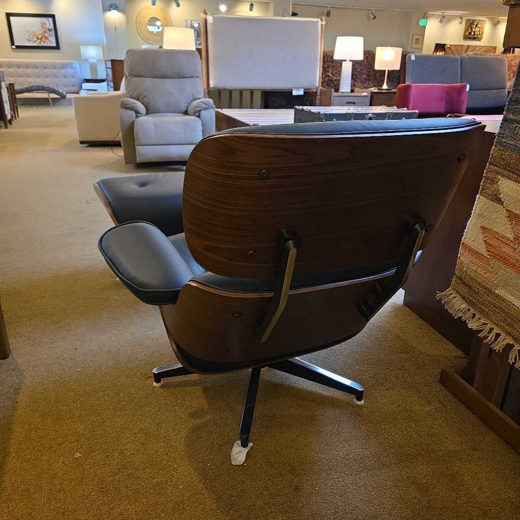 Black Leather Bentwood Lounge Chair & Ottoman U ACCENT CHAIRS