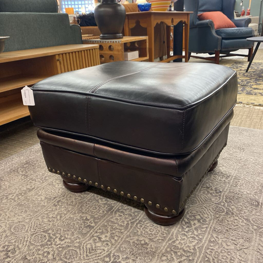 Brown Leatherette Ottoman