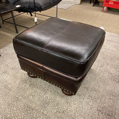 Brown Leatherette Ottoman