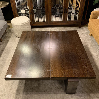 David Gulassa Bird's Eye Mahogany & Blackened Steel Square Coffee Table