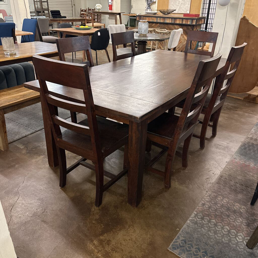 Solid Teak Dining Table w/ 6 Chairs