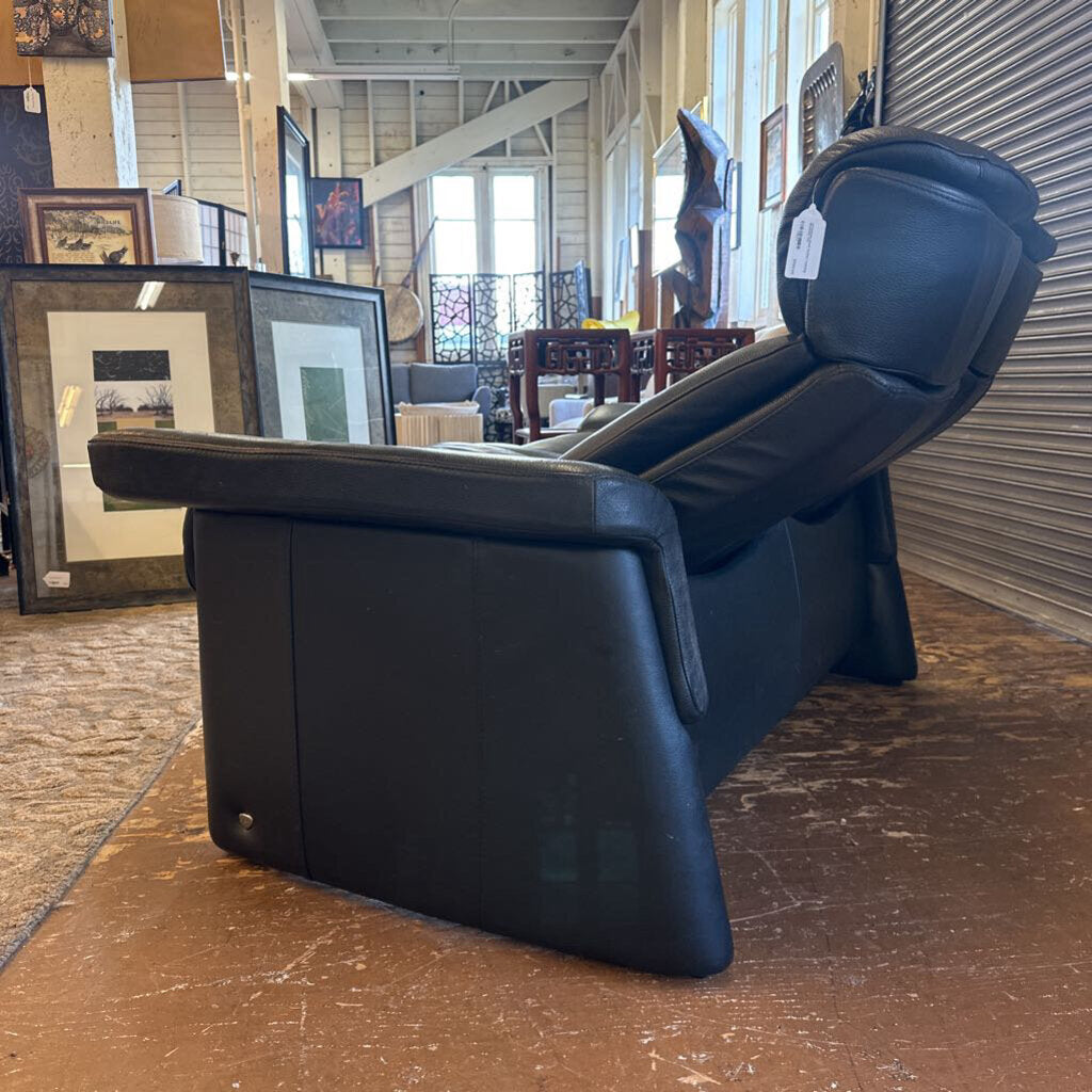 stressless black leather reclining loveseat