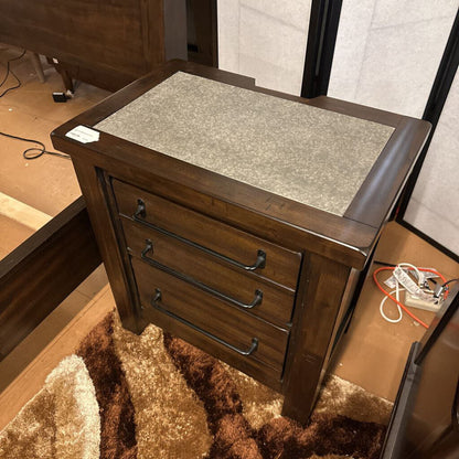 stone top nightstand with outlet