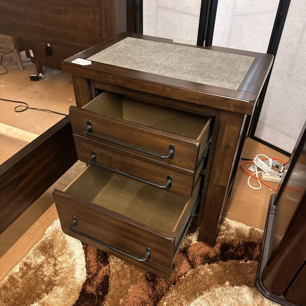 stone top nightstand with outlet