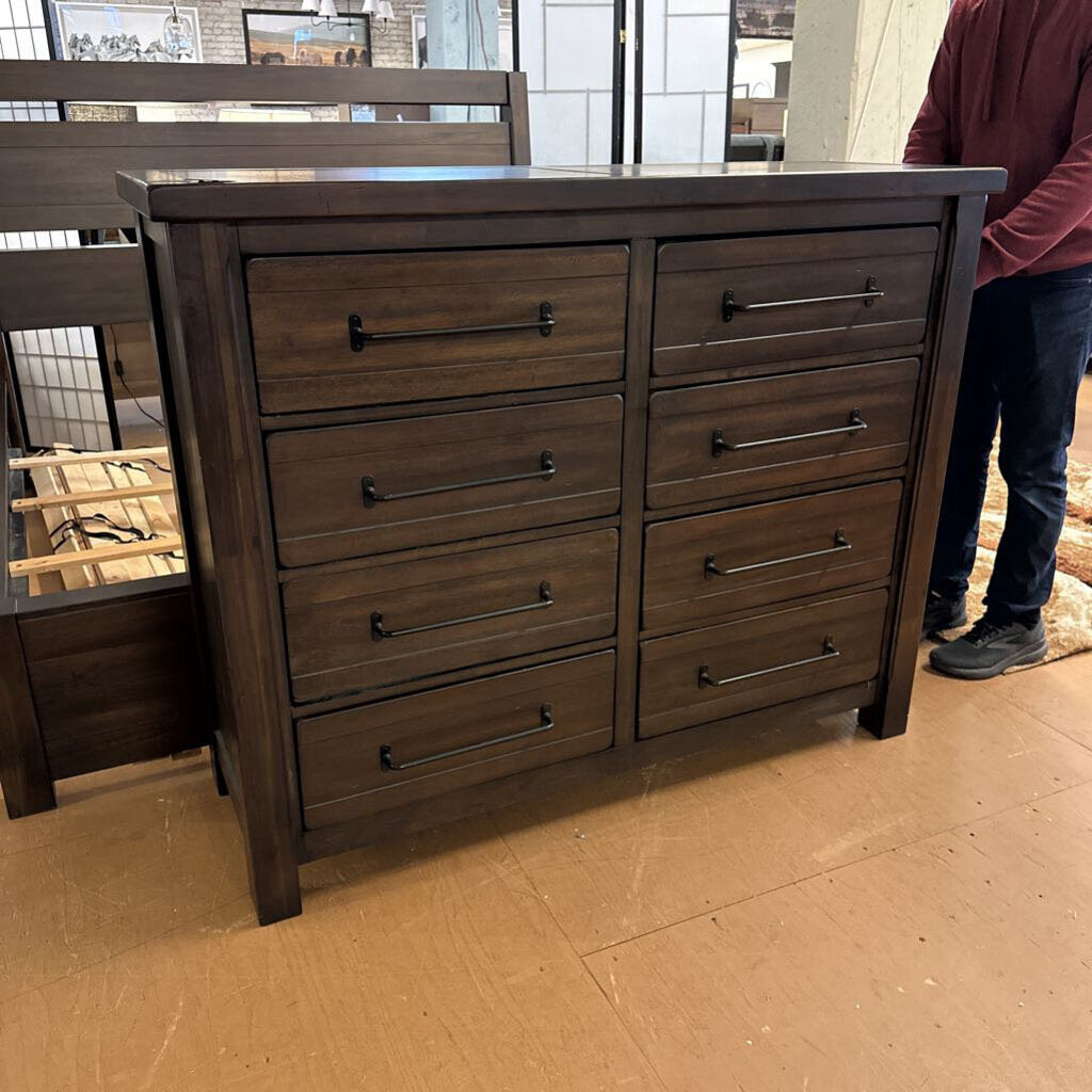 acacia 8 drawer dresser with mirror