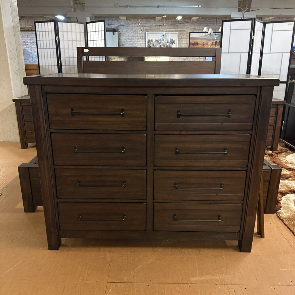 acacia 8 drawer dresser with mirror