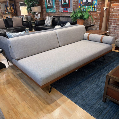 Grey Fabric Day Bed w/ Bolstered Pillow