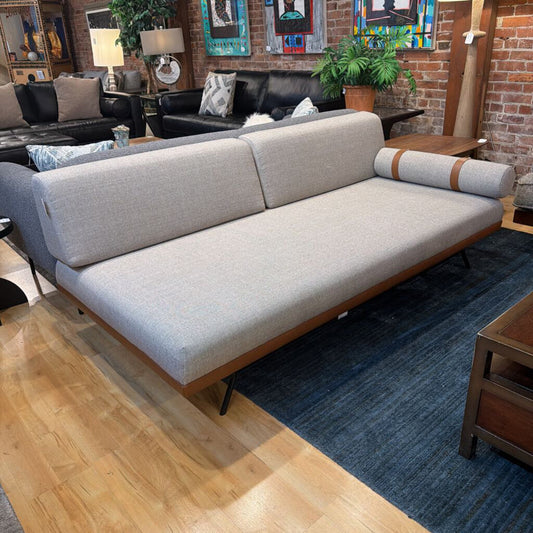 Grey Fabric Day Bed w/ Bolstered Pillow