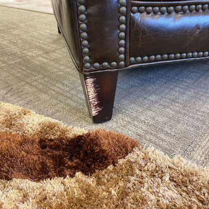 Deep Brown Leather Nailhead Armchair