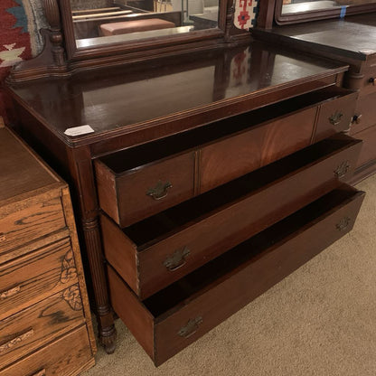 Dark Wood Chest of Drawers w/Mirror