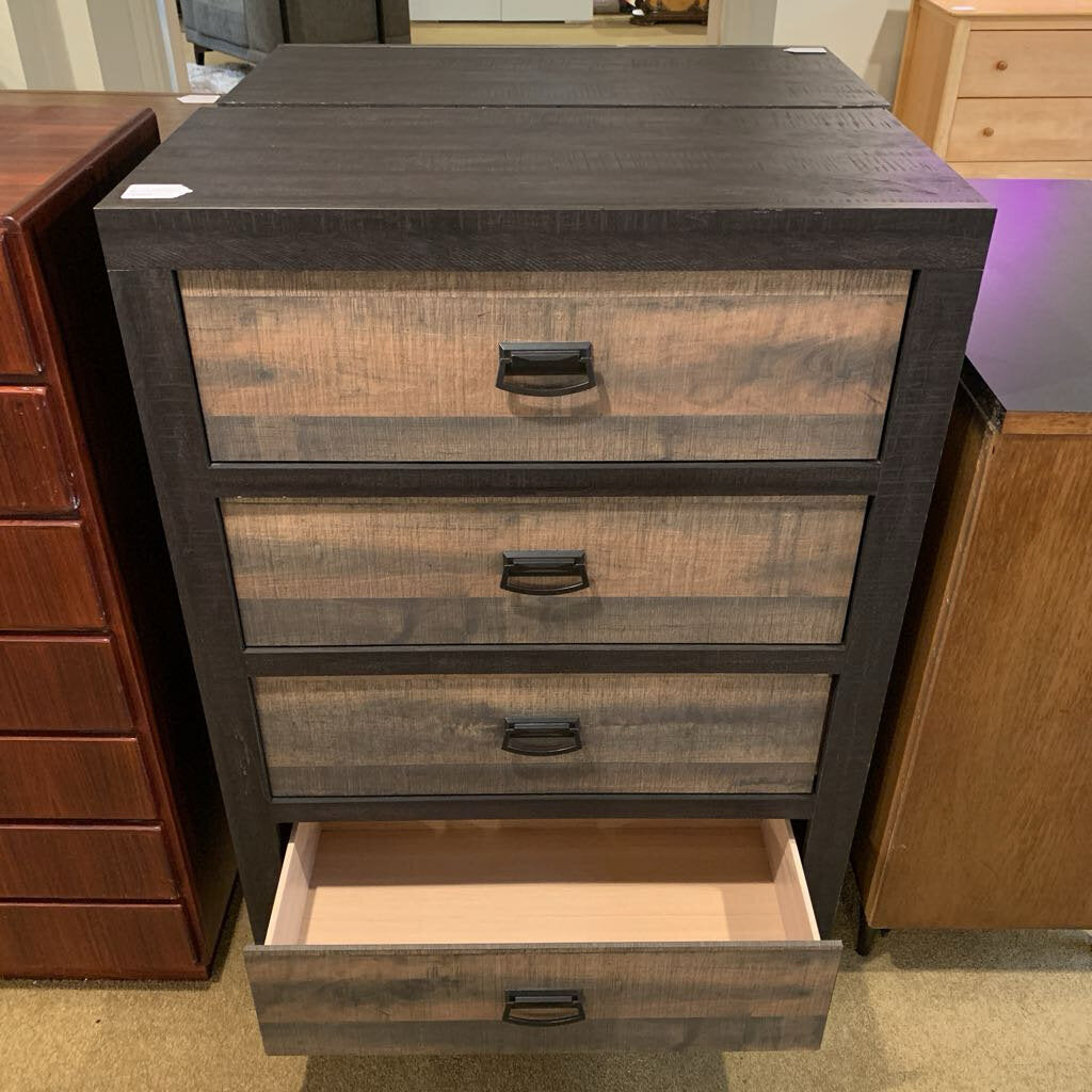 4 Drawer Grey & Black Dresser