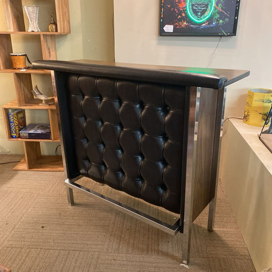 Mid Century Black Naugahyde Bar