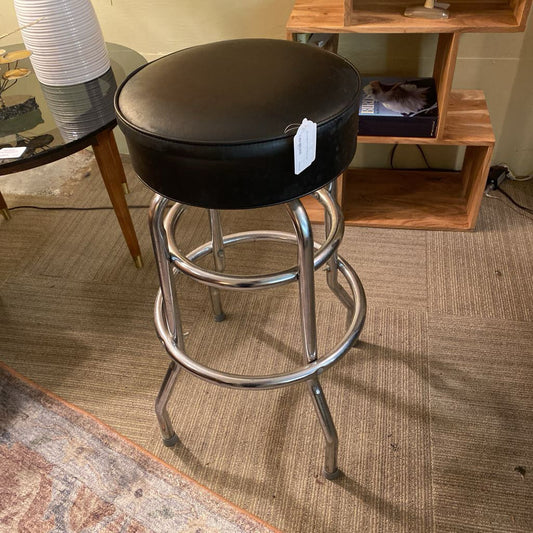 black chrome leather bar stool