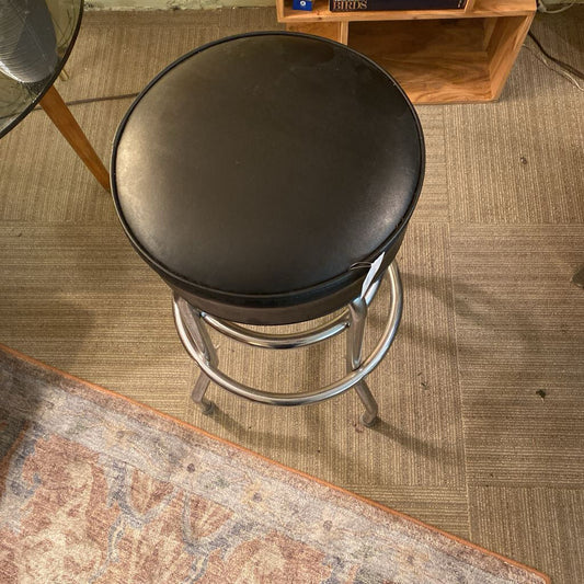 black chrome leather bar stool