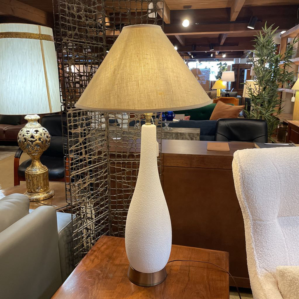 White Speckled MCM Table Lamp