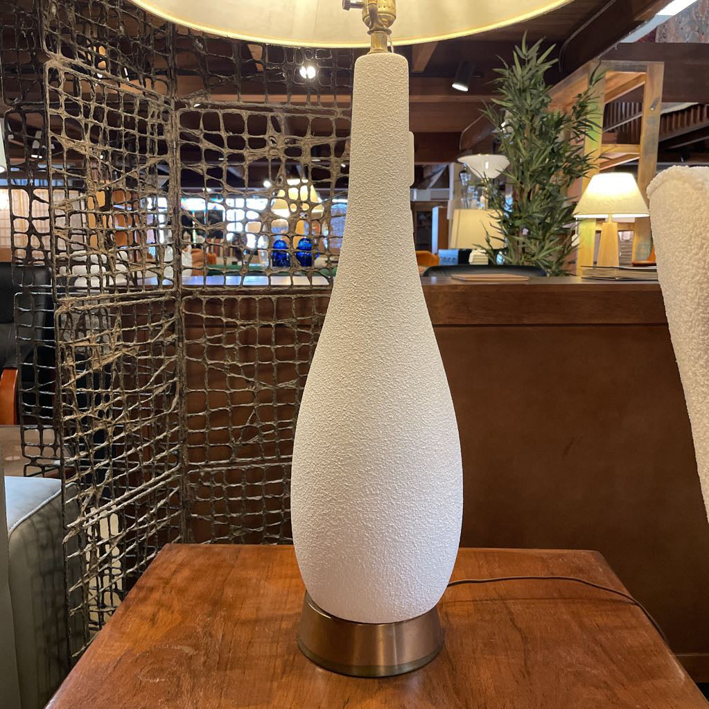 White Speckled MCM Table Lamp