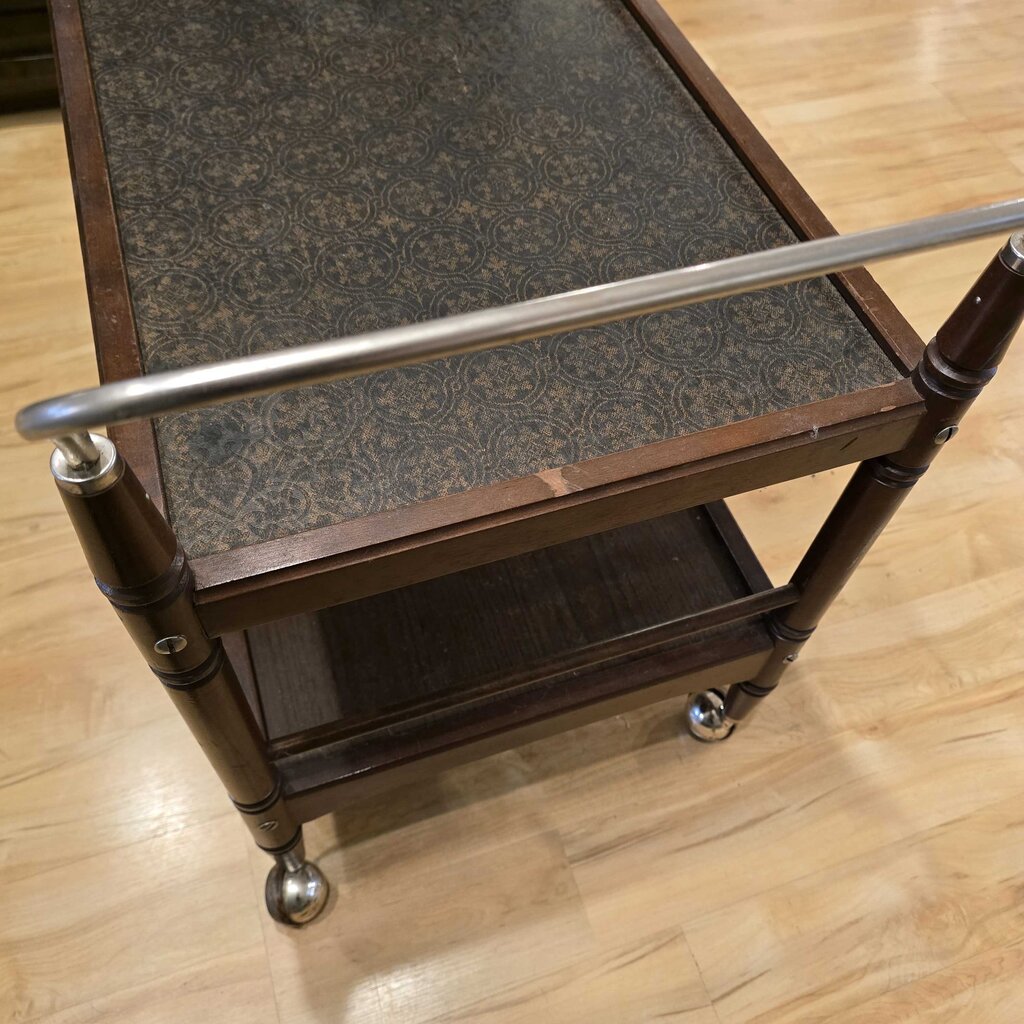 MCM Vintage Gusdore 2 Tier Rolling Bar Cart