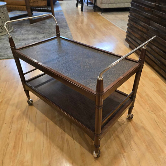MCM Vintage Gusdore 2 Tier Rolling Bar Cart