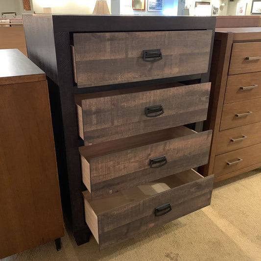 Two Tone Dark Wood 4 Drawer Highboy