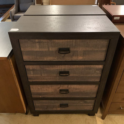 Two Tone Dark Wood 4 Drawer Highboy