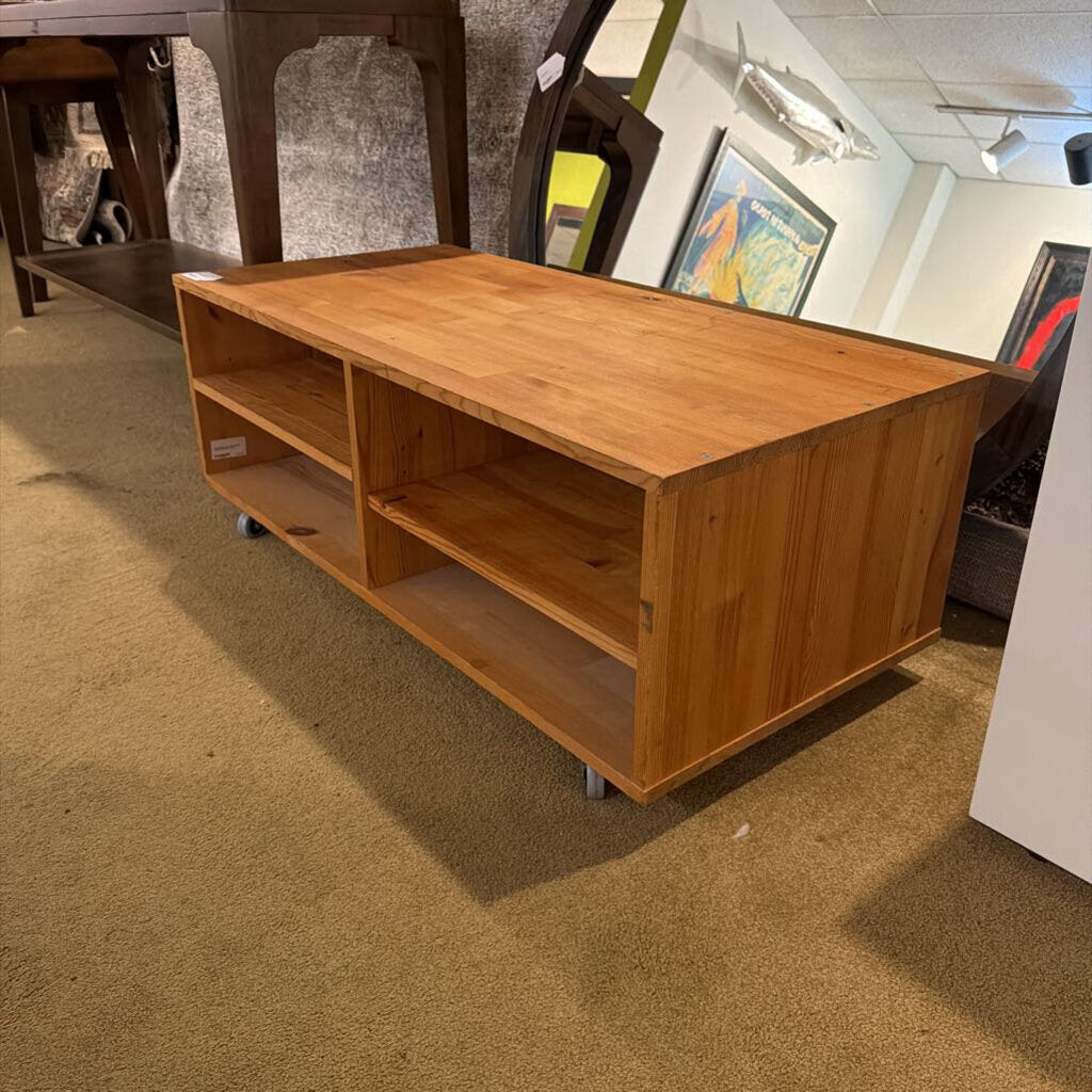 Rectangular Pine Chest/Media Stand with Shelves