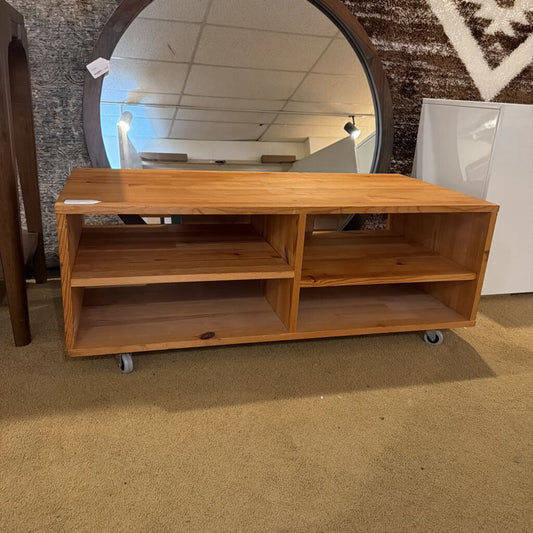 Rectangular Pine Chest/Media Stand with Shelves