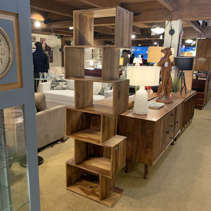 Natural Metro 6 Cube Asymmetric Bookshelf