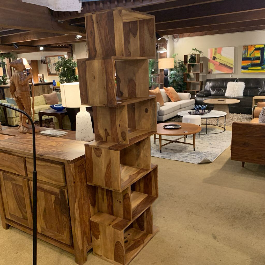 Natural Metro 6 Cube Asymmetric Bookshelf