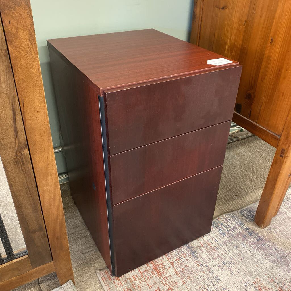 Dark Warm Wood File Cabinet